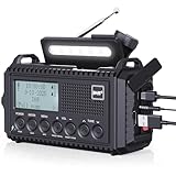 DAB/DAB+/UKW Digitalradio mit Eingebaute 5000mAh Akku Solar Radio Notfallradio mit USB Handyladefunktion Camping Radio mit LED Taschenlampe Leselampe SOS Alarm Tragbares Kurbelradio für Outdoor