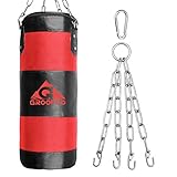 GROOFOO Boxsack Kinder Hochleistungs Oxford Boxsack für Kinder, Jugendliche und Erwachsene, UNGEFÜLLTE Tasche mit Mount Chain Heavy Duty Pouching Bag für Boxtraining MMA Muay Thai (Rosso, 100 * 33CM)