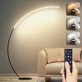 LED Stehlampe Dimmbar Bogenlampe Wohnzimmer, 25W Schwarz Stehleuchte mit Fernbedienung, Modern Bogenleuchte 3 Farbtemperaturen & Memory-Funktion, Ecke Leselampe für Sofa Büro Schlafzimmer, 170CM