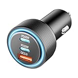 Zigarettenanzünder USB C Auto Ladegerät Adapter, 65W 3 Port Car Charger 12V USB Adapter Auto Steckdose KFZ Ladegerät USB C PD & QC3.0 Schnellladung für iPhone Samsung Telefon Autogeräte