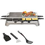 Tefal Elektrischer Raclette und Grill mit heißer Stein-Platte + Ingenio Pfannenwender + Schaber und 10 Pfännchen | bis 10 Personen | Antihaft beschichtet | spülmaschinengeeignet