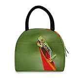 RXYY grüne Aniaml Fox Lunchtasche Box für Frauen Kühltasche Tragetasche Isolierte Lebensmittel Wasserabweisend Lunch-Organizer Thermo-Lunchbox Handtasche für Frauen Männer Erwachsene Mädchen Outdoor