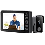 Video Türklingel mit Kamera, Drahtlose Türklingel mit 4,3 Zoll Bildschirm, Bluetooth Verbindung, 4000-mAh-Akku, 170° HD Kamera Gegensprechanlage, Aktives Aufwachen, Nachtsicht, Videoaufzeichnung