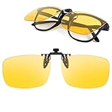 banjiabb Clip-On Nachtsichtbrille,Nachtfahrbrille,Nachtbrille Zum Autofahren,Nachtfahrbrille Herren,Nachtsichtbrille Für Autofahrer,Für Autofahrer, Gelbe Hd Polarisierte Gläser, Reduziert Blendung