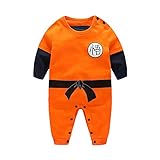 Sxkayxr Cartoon Neugeborenes Baby Jungen Mädchen Strampler Goku-inspiriertes Säuglingsoutfit Jumpsuit Kleidung (18 Monate), Orange 1