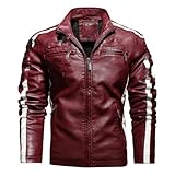 Herren Winter Stehkragen Langarm Slim ets Warm Casual Mantel, rot, XXXL