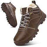 ricema Winterschuhe Herren Damen Winterstiefel Warm Gefüttert Schneestiefel Leicht Wanderschuhe Trekkingschuhe Rutschfest Stiefe, Dunkelbraun 37 EU