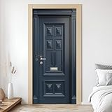 Marineblau Tür 3D Türfolie Türtapete, Retro Holztür Fototapete Selbstklebend, Europäischer Stil Türaufkleber, PVC Abnehmbare Wandbild, Wandsticker für Deko, 85x215 cm G8l128