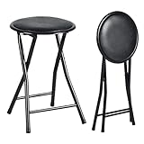 ZZINOKE Klapphocker 2er Set,Kein Zusammenbau Erforderlich,30×30×46cm,hocker mit Polsterung,Geeignet für Küche, Balkon, Bistro,Garten und Außenbereich (Schwarz)