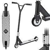 SPORTANA® Stunt Scooter ab 6 Jahre für Kinder & Erwachsene Schwarz ABEC 7 Kugellager Rollen 360° Y-Lenker Grip-Deck Trick Roller Cityroller