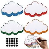ChilArt 60 Stück Karteikarten Wolke,4 Farben moderationskarten,mit 20 Selbstklebenden Klettband,Geeignet für Studium,Büro,Präsentationen, Meetings und Mind Mapping(23x14cm)