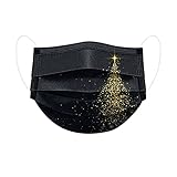 cinnamou 10 Stücke Weihnachtsmaske Mundschutz Einweg 3-lagig Erwachsene Maske Weihnachten Motiv Mund und Nasenschutz Atmungsaktive Staubdicht Multifunktionstuch Bandana Halstuch