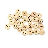 RORPOIR 78 Stück Teiliges Kleine Holzbuchstaben Scheiben Dicke Alphabetische Holzpatches für DIY Basteln und Bildung Glatte Oberfläche Nachhaltiges Naturmaterial für Kreative