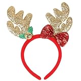 Weihnachts-Stirnbänder, niedliche Weihnachts-Kopfbedeckung, Stirnband für Weihnachtsfeier, großer Spaß und festlich für jährliche Urlaub, Weihnachtsdekoration, Zubehör (goldener Elch)