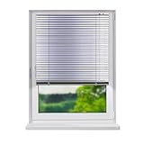 FENSTERDECOR Klemmfix Aluminium Jalousie, hochwertige Alu-Jalousie in Silber mit Zugschnur und Drehstab, 80 x 150 cm (B x H)