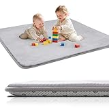Favodormir Dicke Krabbelmatte Baby 150×200×3cm,Schaumfüllung Teppich Kinderzimmer Spielmatte Krabbeldecke Baby,Rutschfester Unterseite&Weicher Kurzflor, Pflegeleicht,Kinderteppich,Grau