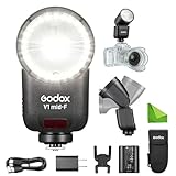 Godox V1mid-F V1mid F TTL Round Head Camera Flash for Fujifilm, HSS 1/8000s, 55Ws Powerful Output, 1.7s Recycle Time, 650 Full-Power Flashes, Intuitive Touch Color Screen & 2.4G Wireless X System