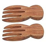 ERINGOGO 2 Stück Teiliges Salatbesteck aus Holz Ergonomisch Geformte Salatlöffel und Gabel Robustes Holz mit Natürlicher Maserung zum Mischen Servieren und Zubereiten von Pasta und Obst