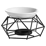Zweipappel Duftlampe Metall Duftwachs Teelicht Wärmer Geometrisches Ölbrenner (Schwarz)