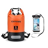 ECHTPower Dry Bag 5L 10L 20L, wasserdichte Tasche Handytasche Packsack mit Verstellbarer Schultergurt Reflektorstreife, Wasserdichter Beutel/Sack für Schwimmen, Boot, Kanu, Stand Up Paddling, Orange