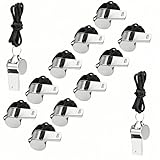 YVYAVGE 12er Pack Edelstahl Pfeifen mit Umhängeband - Premium Laute Pfeifen für Trainer, Lehrer, Schiedsrichter, Polizei & Profis