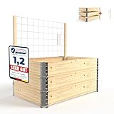 Schroth Home Hochbeet inkl. Rankhilfe für Hochbeete 116 x 118 x 2 cm – Rankgitter aus Metall Holz – Kletterpflanzen Rankhilfe – Rankturm Garten (Komplett Set)