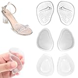3 Paar Vorfußpolster, Komfort High Heels Schuhpads, Silikon Pads Vorfuß, Ballenpolster mit Anti-Rutsch-Massagefunktion, Gelpolster Vorderfuß für Reduziert Schmerzen (Transparent, 9,4 x 5,6 x 0,3 cm)