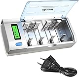 Akku Ladegerät LCD Universal Batterieladegerät Schnell Akkuladegerät, BONAI Intelligent Battery Charger für AA/AAA/SC/C/D/9V NI-MH/NI-CD Wiederaufladbare Batterien mit Entladungsfunktion