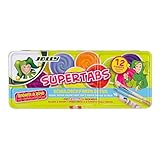 Jolly Supertabs | Deckfarbkasten, Farbkasten | 12 Farben inkl. zwei Pinsel und Deckweiß im Metalletui