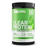 Optimum Nutrition Clear Protein 100% Pflanzenprotein-Isolat, vegan, zuckerfrei, Eiweißpulver mit BCAAs, aus Erbsenprotein-Isolat, Muskelunterstützung & -reparatur, Limettensorbet, 10 Portionen, 280 g