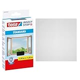 tesa Insect Stop STANDARD Fliegengitter für Fenster - Insektenschutz zuschneidbar - Mückenschutz ohne Bohren - 1 x Fliegen Netz - 100 cm x 100 cm - Anthrazit