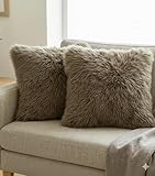 Nordic Sheep Langhaar Lammfell Kissenbezug 40x40 cm | Weiches Fell für Stühle, Sofa & Bett | Gemütliches Sitzkissen & Lammfell Sitzauflage in Natur- und Trendfarben | Farbe: Hellbraun