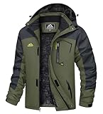TACVASEN Herren Arbeitsjacke Winter Angeljacke Übergangsjacke Regenjacke Outdoorjacke Wasserdicht Atmungsaktiv Winddicht, Armeegrün, XXL