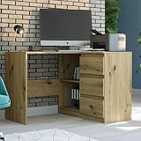 Home Collective Eckschreibtisch mit Stauraum, Ecktisch, Schreibtisch L-Form | 112x87x76 cm (BxTxH) | Artisan