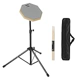 awagas Gummi Drum Practice Pads übungspad kit 55-90cm Verstellbarer Bügel 8 Zoll schlagzeug Übungspad Drum Pad Set Mit Ständer Schlagzeug Sticks Aufbewahrungstasche für Schlagzeugern Anfängern