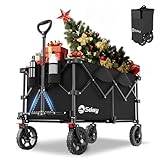 Sekey XXL Plus Bollerwagen Faltbar 200L 200KG Tragkraft, Faltbarer Bollerwagen Geländetauglich mit Bremsen, Handwagen Patentiert Klappbar aus Vier Richtungen, XXL-PlusG 4010, Tiefschwarz