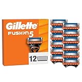 Gillette Fusion5 Rasierklingen, 12 Original Ersatzklingen für Herren mit größerem Gleitstreifen für sanftes Gleiten und 5 Klingen für eine gründliche und komfortable Rasur