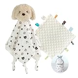 CREVENT Kuschelige Plüsch-Baby-Sicherheitsdecke, Babydecke für Mädchen und Jungen Neugeborene, Geburtstagsgeschenk (Hund+Tag)