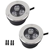 2 Stück 3 W tauchbare LED-Brunnenlampe – LED-Unterwasser-Teichbeleuchtung, IP68 wasserdichte eingebettete Außenstrahler, Niederspannungs-Pool-Landschaftsbeleuchtung, for Rasen-/Gang-/Terrassenbeleucht