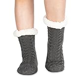 Polar Damen-Haussocken – weich mit Fleece gefütterte Socken mit Sohlengriffen – Geschenkverpackung – kuscheliges Geschenk für sie – isolierte warme flauschige Bettsocken mit Sherpa-Futter – dicke