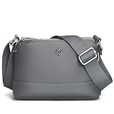 unisoul UmhäNgetasche Damen Echtes Leder Crossbody Bag Schultertasche mit drei Reißverschlussfächern, Verstellbar Abnehmbar Schultergurt