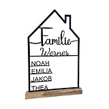 Haus mit Namen, Familienname, aus Acrylglas oder Holz, personalisierte Deko Einzugsgeschenk, Türschild, Richtfest, Weihnachtsgeschenk, Umzug