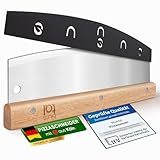 Blumtal Pizzaschneider Edelstahl - Profi Pizzamesser Mit 32cm Klinge - Rostfreier Pizza Cutter - Scharfes Wiegemesser + Holzgriff