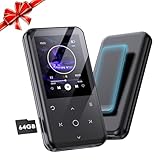 Gueray MP3 Player Bluetooth 64GB mit Clip MP3 Player mit Lautsprecher MP3 Player für hörbücher geeignet Unterstützt FM-Radio Rekorder Alarm Video E-Book Bilder TF-Karte bis zu 128GB