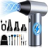 Solareye Druckluft Compressed Air Duster, 3-Gang 300000 U/min, Elektrische Staubgebläse Luftdruckspray mit 7500mAh Akku, Reinigungsbürste und USB Schnellladung, für PC Reinigungsset, Auto, Sofa
