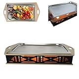 CAWI BBQ-Boards HeatBoard – Speisenwärmer für Grillabende | BBQ Servierplatte mit Edelstahlauflage & Teelichtfunktion | Warmhalteplatte für Fleisch & Beilagen | Grillzubehör mit Stil