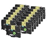 LQNXAVUD 15pk 12mm Schwarz auf weißem Etikettenband kompatibel mit Standard-laminierter TZE-831 Kompatibel mit PT-1010-Etikettendrucker