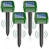 Baoduu Solar Maulwurfschreck, Ultrasonic Wühlmausschreck 4 Stück, IP65 Maulwurf Vertreiber für den Außenbereich Wühlmaus Vertreiben zur Abwehr Gegen Maulwurf und Wühlmäuse in Gärten