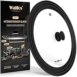Walfos Universaldeckel Ø 28, 26 und 24 Glasdeckel für Töpfe, Pfannen Mit Abgestuften Silikonrand,Deckel für Pfannen und Töpfe, Topfdeckel hitzebeständig