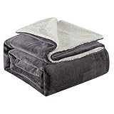 Lifewit Sherpa Kuscheldecke, Wendbar weiche Decke für Couch, Sofa, Bett, Dekorative Dicke, Flauschige Fleecedecke überwurfdecke für Reisen und Outdoor-Camping, Grau, 150 x 200 cm